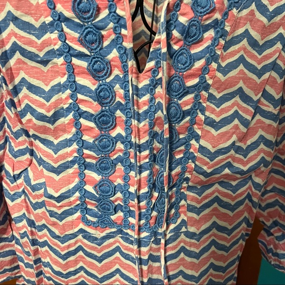 Vineyard vines cotton cover up beach dress whales tails chevron pink blue large - Picture 2 of 8